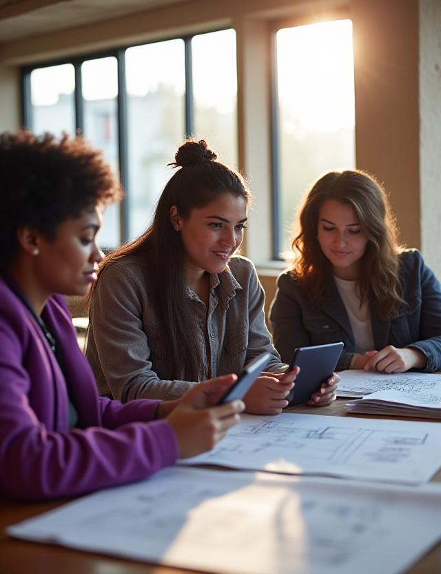 Diverse community group collaborating in a modern New York learning center