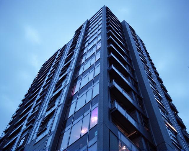 Modern multi-family residential building in New York with high-tech amenities
